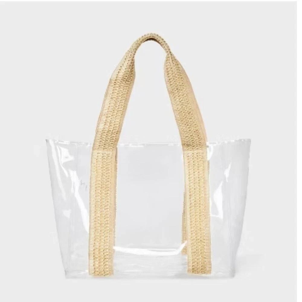 Shade & Shore Clear Rectangle Tote Bag Double Handles Wipeable